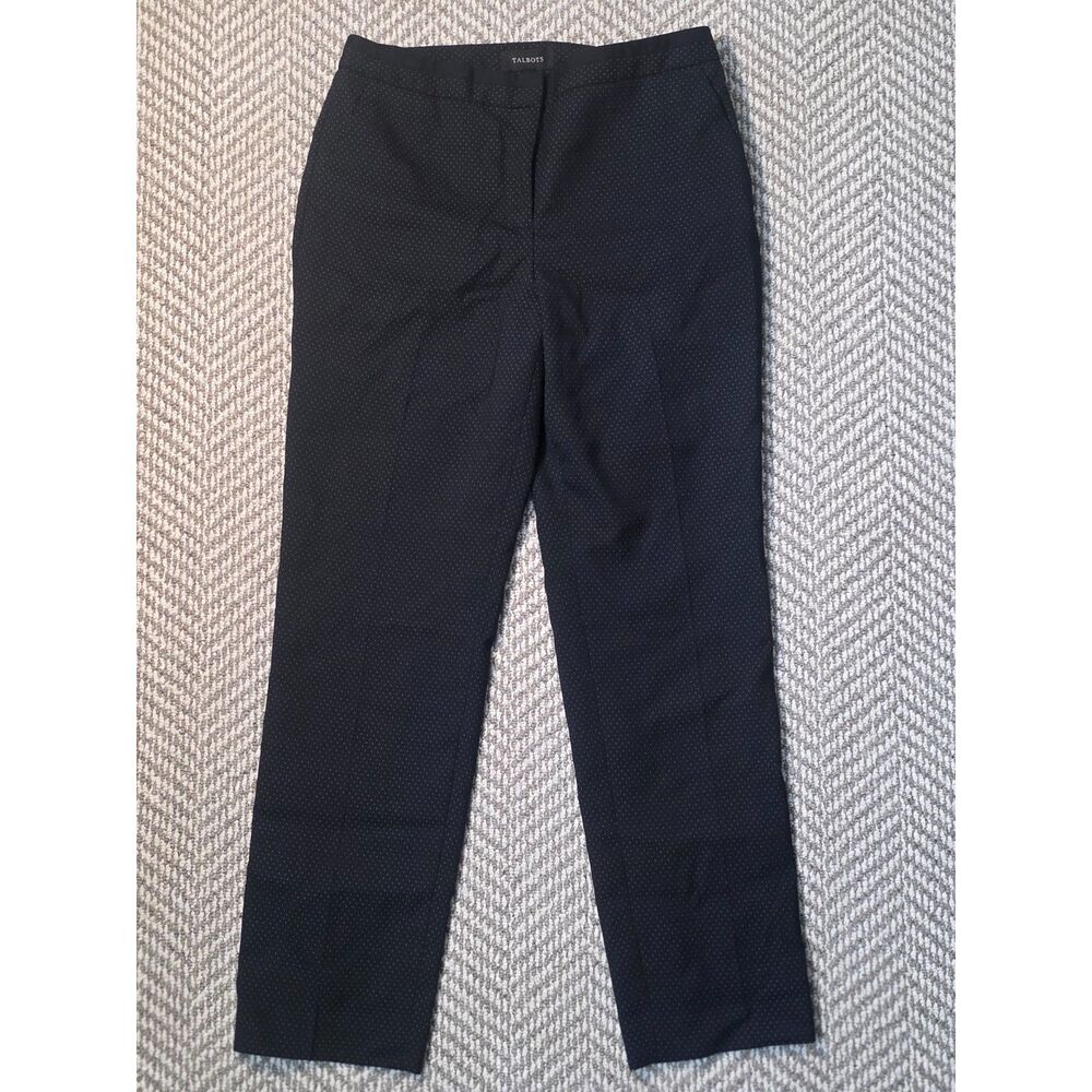 Talbots Women's Size 8 Black Pin Dot Stretch Ankle Dress Pants Trousers